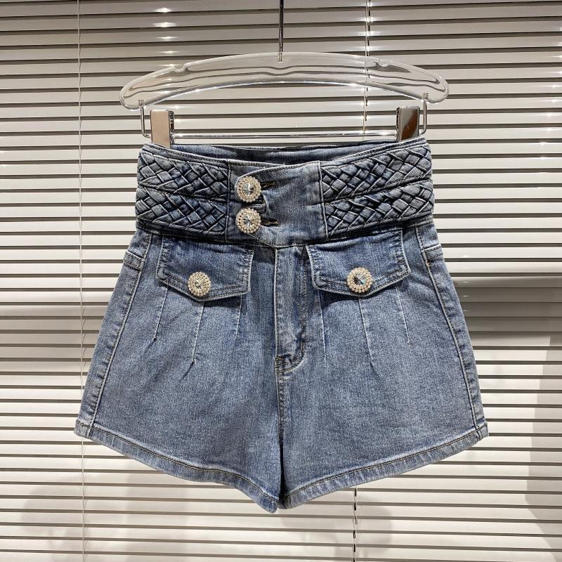 Women' Jeans 2022 Spring Summer Women Weave Denim Shorts Double Button High Waist Diamond Shining Knitting Femme, Blue
Women' Jeans 2022 Spring Summer Women Weave Denim Shorts Double Button High Waist Diamond Shining Knitting Femme, Blue
