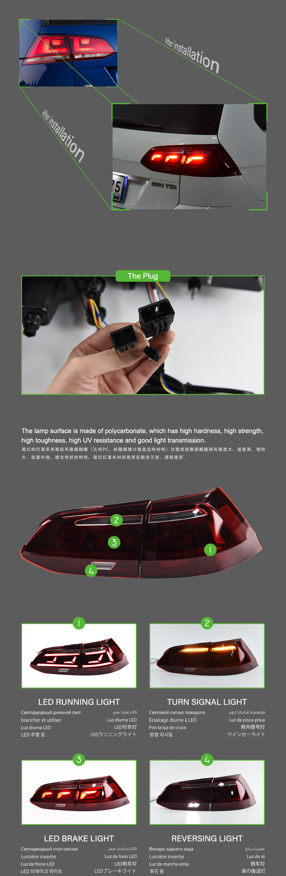 auto taillights assembly For VW Golf 7 Variant 2013-20 Golf 7.5 sport Brake Light With Turning Signal Lights Car led Taillamp