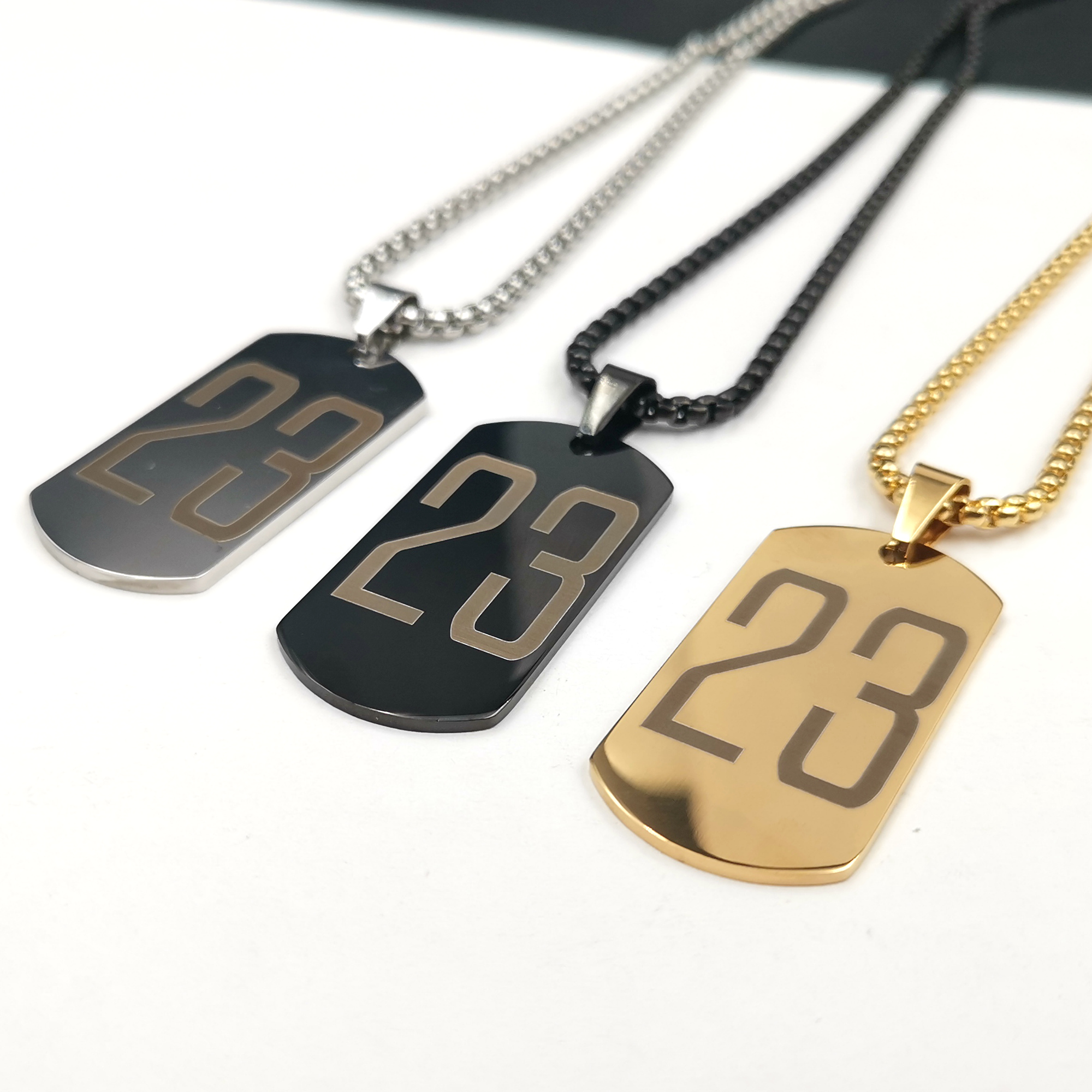 Personalized Sports Number Necklace Baseball Football Basketball Fan Teen - Lucky NumbeDog Tag Charm Gifts 24''