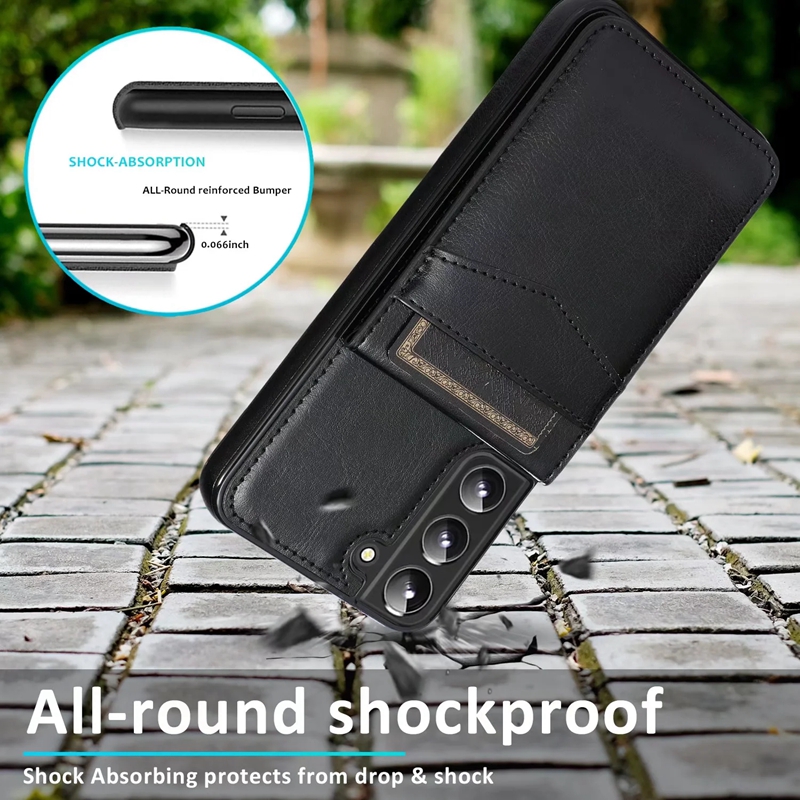 Credit ID Card Pocket Cases For Iphone 17 Air 16 15 Plus 14 13 Pro MAX 12 11 X Samsung S25 FE Edge S24 S23 Retro Multifunction Pack Back Wallet Leathe