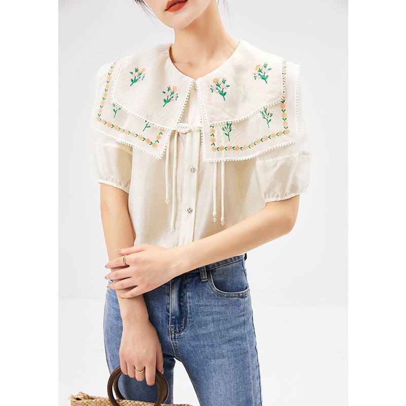 Women' Blouses & Shirts Designer Fashion 2022 Summer Women Tops Vintage Thin Double-layer Embroidery Floral Puff SleeveWomen, Creamy-white
Women' Blouses & Shirts Designer Fashion 2022 Summer Women Tops Vintage Thin Double-layer Embroidery Floral Puff SleeveWomen, Creamy-white