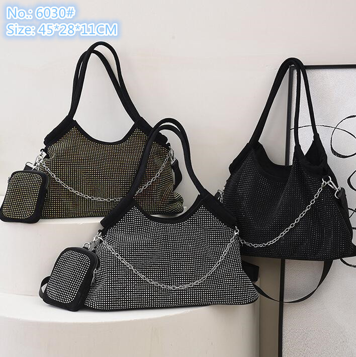 Wholesale ladies shoulder bags 3 colors street personality diamond tote bag large-capacity plug-in coin purse fashion handbag elegant contrast leather backpack