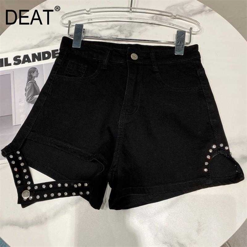DEAT Women Rivet Personality Blue Denim Shorts Arrivals High Waist Fashion Streetwear Asymmetrical Spring Summer 11D486 210709, Black
DEAT Women Rivet Personality Blue Denim Shorts Arrivals High Waist Fashion Streetwear Asymmetrical Spring Summer 11D486 210709, Black