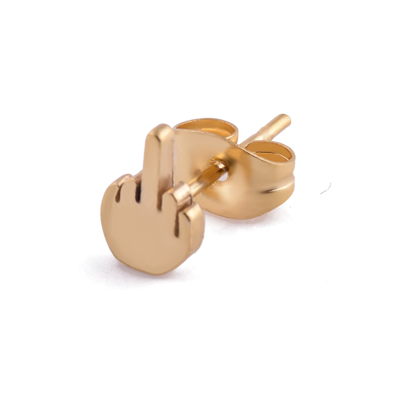 Hip Hop Vertical Middle Finger Stud For Women Men Punk Stainless Steel anchor Earrings Piercing Rings Party Fashion Jewelry gift 1