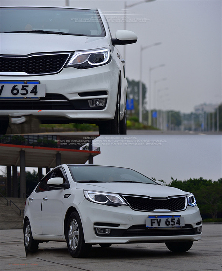 Head Lamp For Kia K2 20 15-20 17 RIO Cars Headlights DRL Turn Signal High+Low Beam Lens Running Light Front Lamp