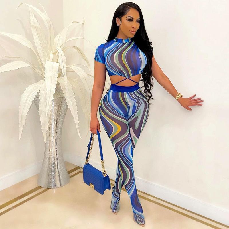 Women' Two Piece Pants Women Print Skinny Sets Casual Lounge Wear Bodycon Female Suits T-shirts+Pants Matching Set Mesh Tracksuits, Blue
Women' Two Piece Pants Women Print Skinny Sets Casual Lounge Wear Bodycon Female Suits T-shirts+Pants Matching Set Mesh Tracksuits, Blue