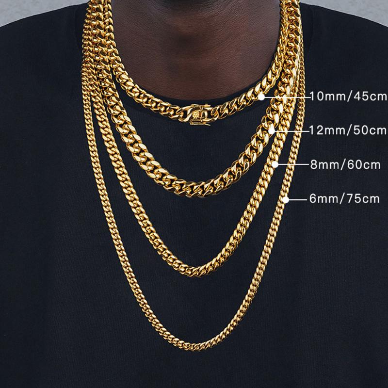 Chains 6mm/8mm/10mm/12mm Hip-Hop 18k Gold Plated Miami Cuban Link Chain Stainless Steel Necklace Gift For Men Women JewelryChains ChainsChai
Chains 6mm/8mm/10mm/12mm Hip-Hop 18k Gold Plated Miami Cuban Link Chain Stainless Steel Necklace Gift For Men Women JewelryChains ChainsChai