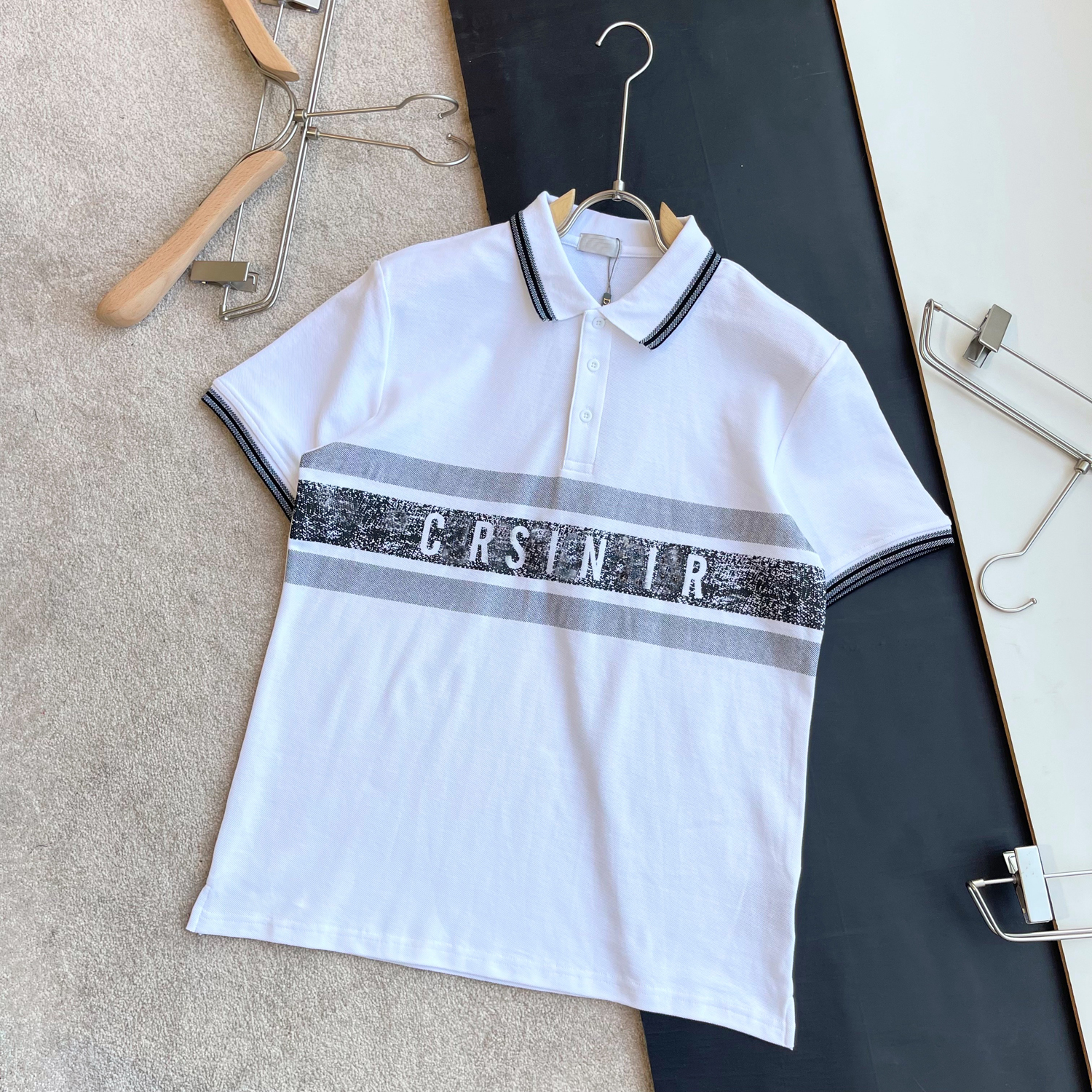Men's POLO short sleeve lapel T-shirt color reflective strip casual versatile jacket short for men and women, White
Men's POLO short sleeve lapel T-shirt color reflective strip casual versatile jacket short for men and women, White