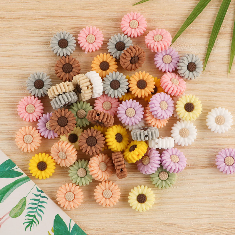 Kovict 50/100/200Pcs 20mm Silicone Bead BPA Free Baby Teething Beads Flower Shape Baby Teethers For Baby Teething Necklace Makin 220507