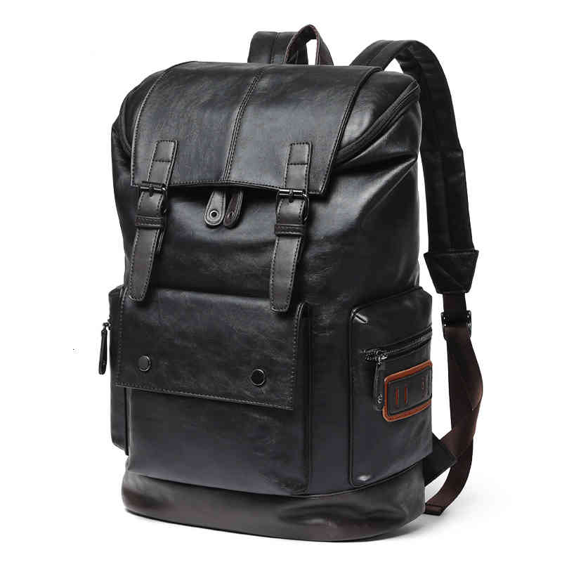 Luxury Brand Leather Men Youth Large Capacity Travel Backpack Boy Laptop School Male Business Shoulder Bag Mochila, Black 
Luxury Brand Leather Men Youth Large Capacity Travel Backpack Boy Laptop School Male Business Shoulder Bag Mochila, Black