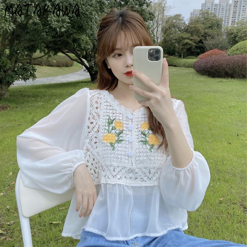 Women's Blouses & Shirts Blusas Korean Fashion V Neck Long Sleeve Flower Embroidery Loose Slim Woman 2022 French Office Lady TopWomen's, Purple flower
Women's Blouses & Shirts Blusas Korean Fashion V Neck Long Sleeve Flower Embroidery Loose Slim Woman 2022 French Office Lady TopWomen's, Purple flower