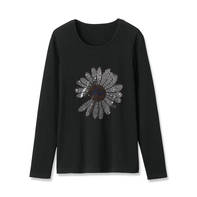 Women' T-Shirt Spring Fashion Korean Style Black Long Sleeve Women Daisy Pattern Diamonds Loose Casual Round Neck Tops FemaleWomen
Women' T-Shirt Spring Fashion Korean Style Black Long Sleeve Women Daisy Pattern Diamonds Loose Casual Round Neck Tops FemaleWomen