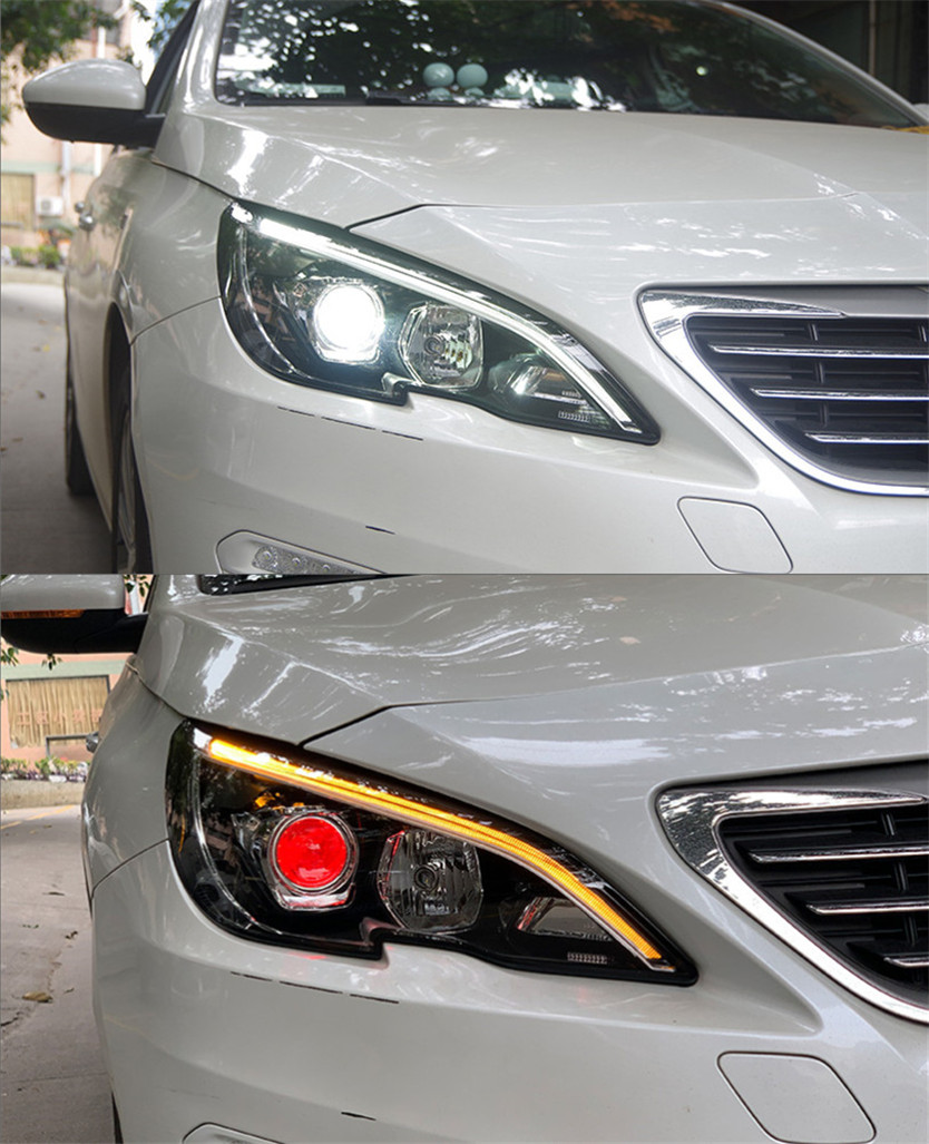 Head Lamp for Peugoet 308 408r LED Headlight 2014-2021 Headlights 308 408r DRL Turn Signal High Beam Angel Eye Projector