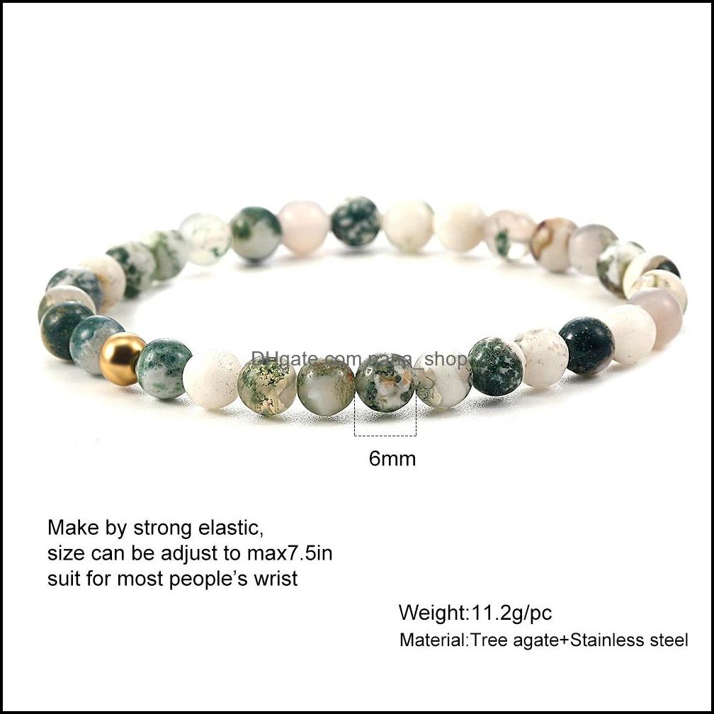 Beaded Strands Bracelets Jewelry Minimalist 6Mm Bead Bracelet For Women Men Tiger Eye Volcanic Stone Agate Beaded Yoga Stretch Drop Deliver