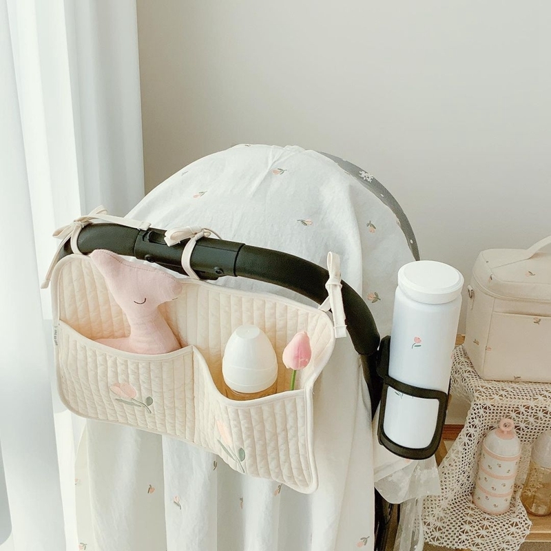 Baby Crib Organizer Storage Bags bron Cotton Bed Storage Diaper Bag Caddy Organizer Hanging Bags for Infant Bedding Set 220531
