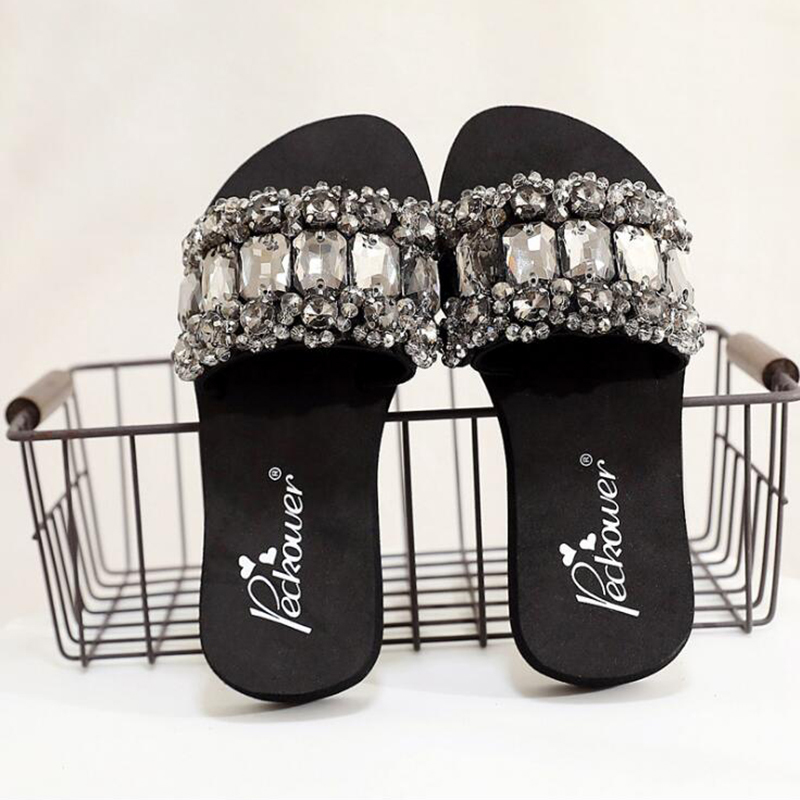 Childrens slippers girls slippers sweet summer shoes lovely kids slippers gem princess shoes parent child shoes s76 220426