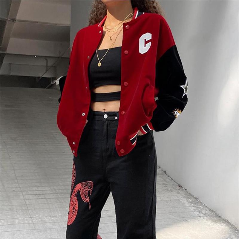Women' Jackets Hip Hop Jacket Women Spring Arrival Bomber Simple Unisex Patchwork Windproof Coats Casual Clothes Tops Female, Red 
Women' Jackets Hip Hop Jacket Women Spring Arrival Bomber Simple Unisex Patchwork Windproof Coats Casual Clothes Tops Female, Red