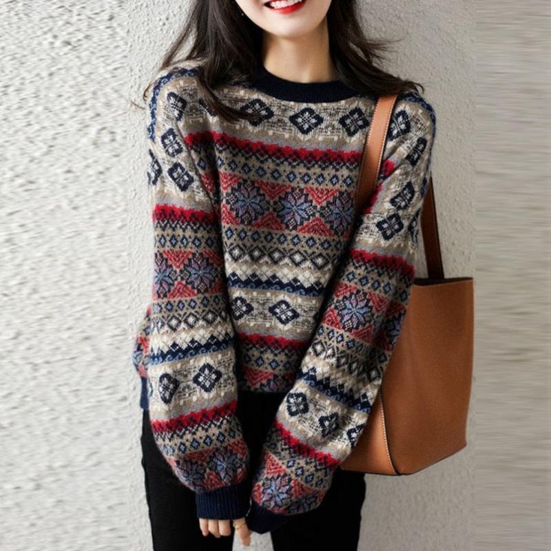 Women's Sweaters Vintage Christmas Sweater Women's 2022 Autumn Winter Pullover Round Neck Lazy Thick Ethnic Woman Knitted TopsWomen's, Colorful sweater
Women's Sweaters Vintage Christmas Sweater Women's 2022 Autumn Winter Pullover Round Neck Lazy Thick Ethnic Woman Knitted TopsWomen's, Colorful sweater