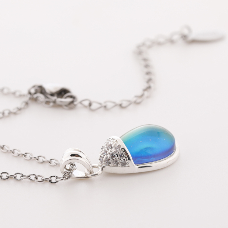 High Quality Silver Plated Mood Color Change Pendant Necklace