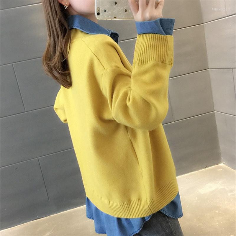 Women's Knits & Tees Autumn Spring Korean Denim Sweater Women Knitting Cardigan Loose Long Sleeve Jeans Splicing Knitted Jacket Coat FemaleW, Black
Women's Knits & Tees Autumn Spring Korean Denim Sweater Women Knitting Cardigan Loose Long Sleeve Jeans Splicing Knitted Jacket Coat FemaleW, Black