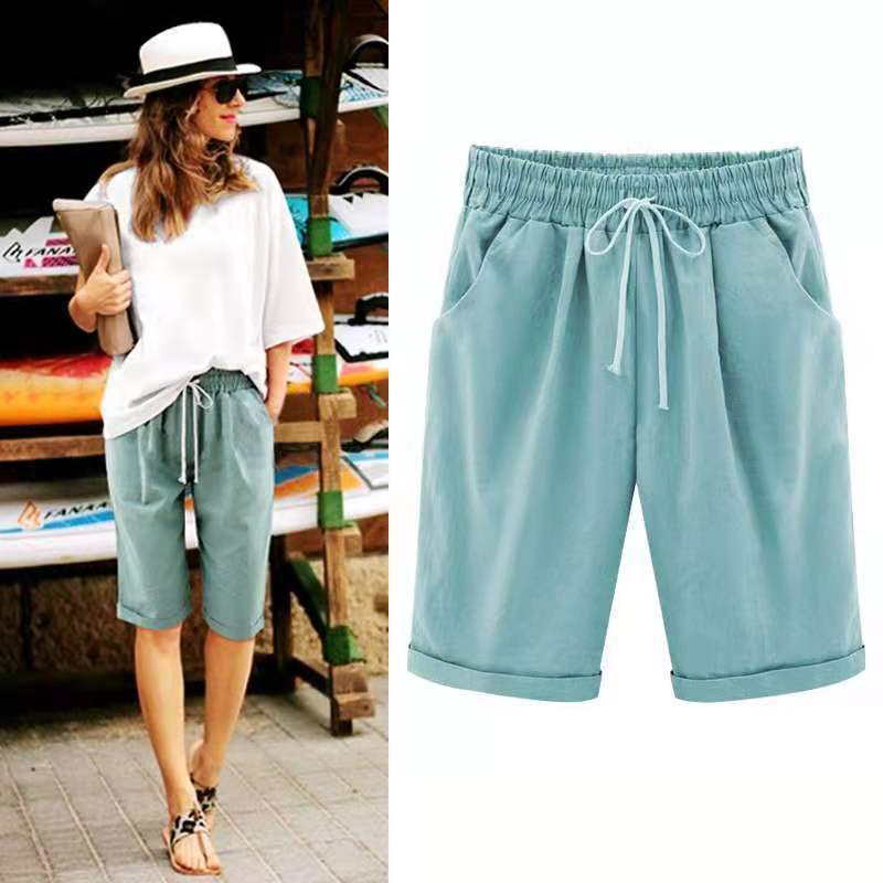 Womens Casual Shorts Summer Bermuda Biker Short Pants Solid Color Female Clothing Bottoms Ladies Shorts For Women 8XL 220527