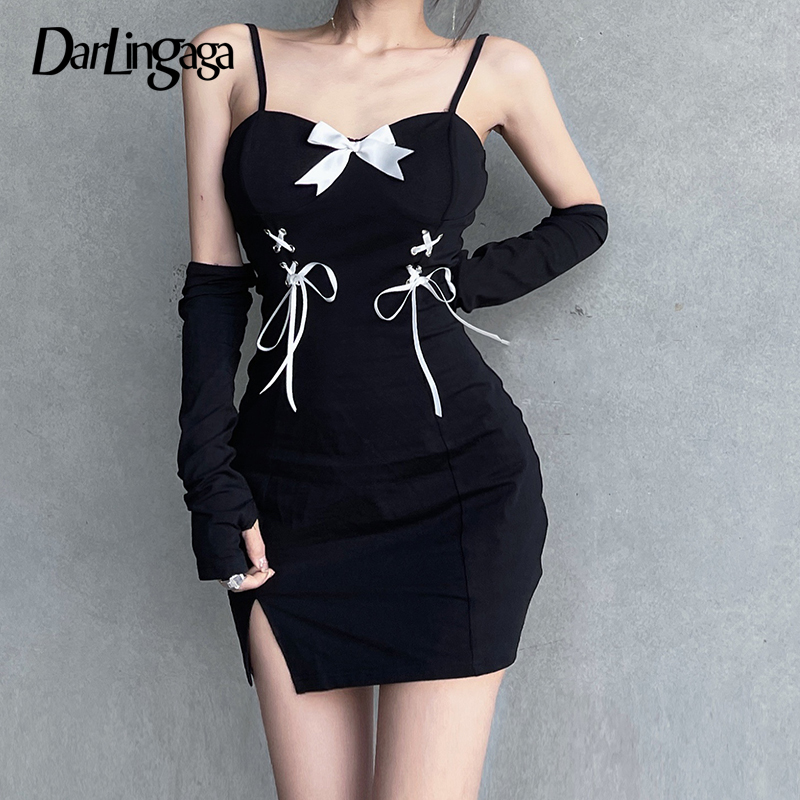 Darlingaga Vintage Spaghetti Strap Bow Bodycon Black Dress Female Lace Up Gothic Clothes Sexy Party Dress Summer With Gloves New
Darlingaga Vintage Spaghetti Strap Bow Bodycon Black Dress Female Lace Up Gothic Clothes Sexy Party Dress Summer With Gloves New