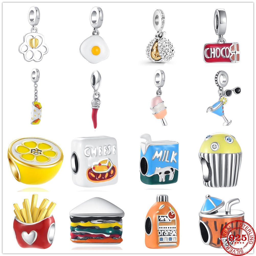 925 Sterling Silver Dangle Charm New Chicken Roll Cheese Durian Ice Cream Milk Orange Juice Beads Bead Fit Pandora Charms Bracelet DIY Jewelry Accessories
925 Sterling Silver Dangle Charm New Chicken Roll Cheese Durian Ice Cream Milk Orange Juice Beads Bead Fit Pandora Charms Bracelet DIY Jewelry Accessories