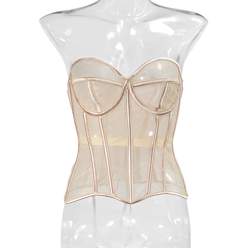 Women Ultra Lightweight Sexy Mesh Bridal Corset Bustier 2022 Spring New Goth Casual Vintage Slim Body Belts Streetwear See Through Corset XXS-5XL