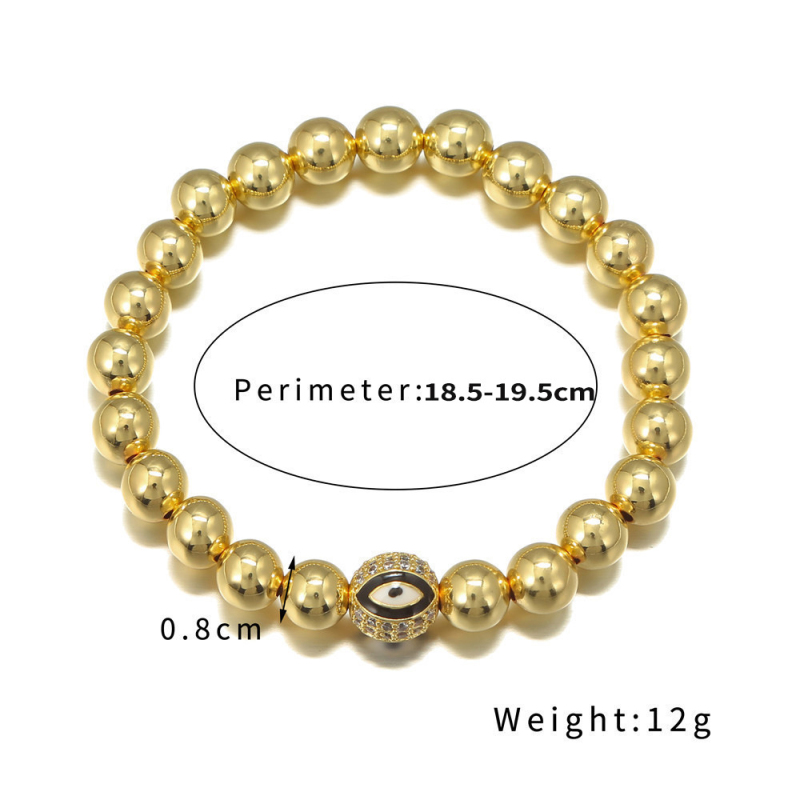 New Popular Copper Beads Strands Bracelet Micro Pave Evil Eye Bracelets