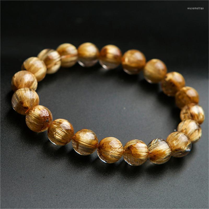 Beaded Strands 10mm Genuine Brazil Gold Natural Rutilated Quartz Bracelet Women Female Stretch Crystal Round Bead Drop
Beaded Strands 10mm Genuine Brazil Gold Natural Rutilated Quartz Bracelet Women Female Stretch Crystal Round Bead Drop