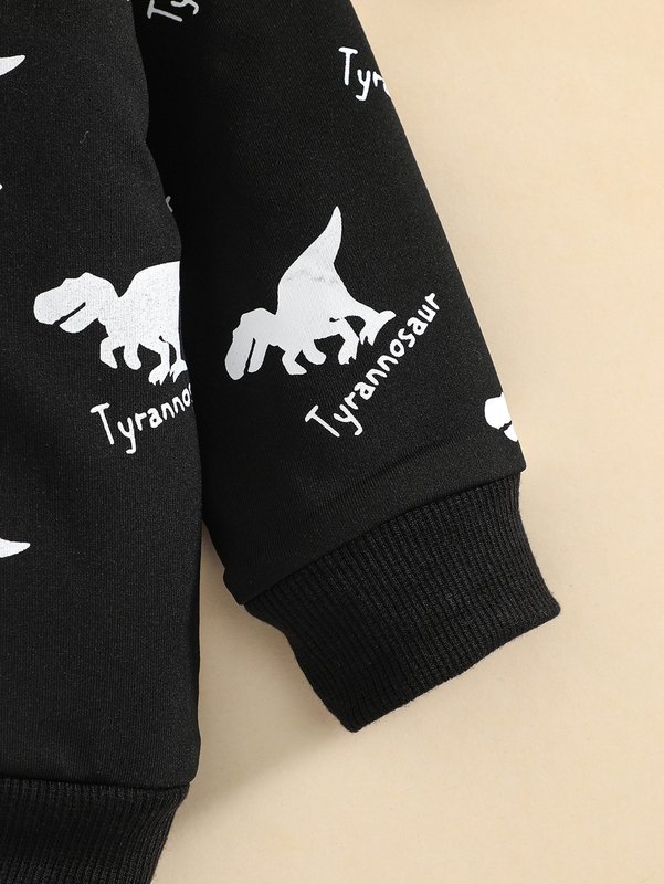 Baby Letter And Dinosaur Print Hoodie SHE