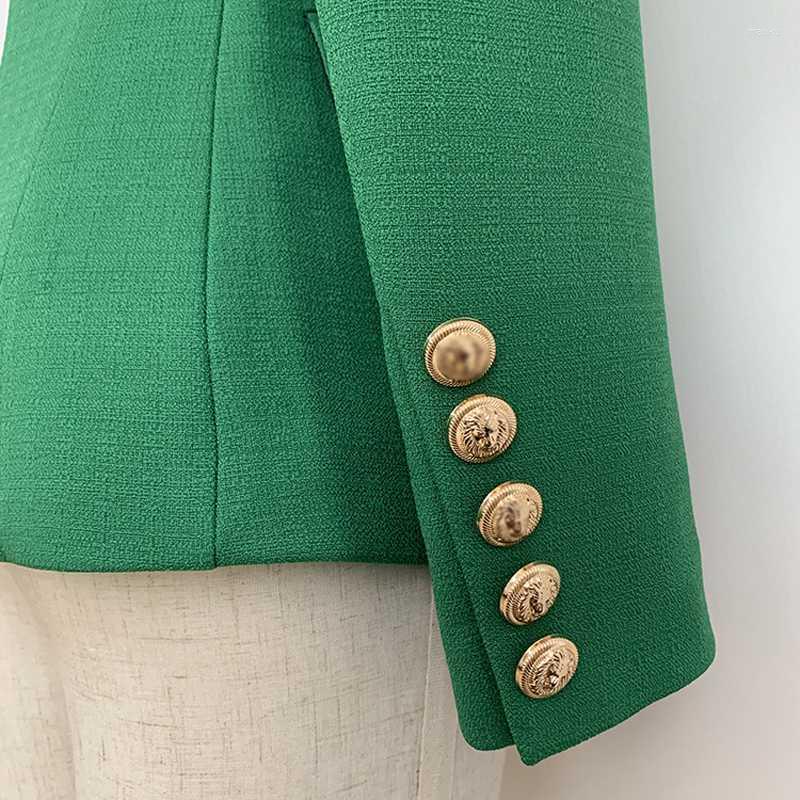 Women's Suits & Blazers Runway Designer 2022 Lion Button Woman Long Sleeve Slim Waist Outwear Coats Office Lady Autumn Tops Plus Size