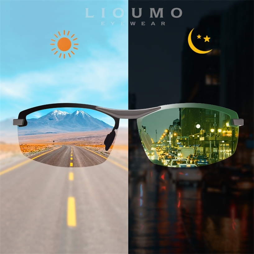 LIOUMO Design Day&Night Pochromic Polarized Sunglasses Men Driving Glasses Chameleon Eyewear UV400 gafas de sol hombre 220407