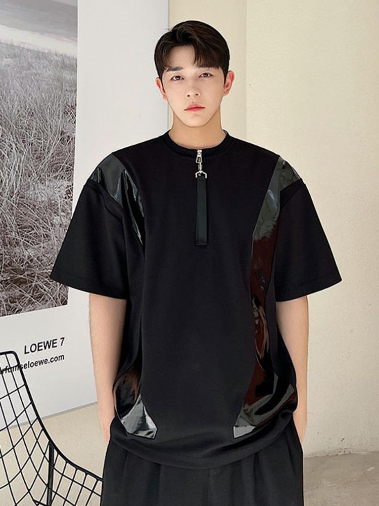 Men's T-Shirts SYUHGFA Men Clothing 2022 Summer Short Sleeve PU Leather Patchwork T-shirt Korean Fashion Tee Loose Streetwear For Male, Black
Men's T-Shirts SYUHGFA Men Clothing 2022 Summer Short Sleeve PU Leather Patchwork T-shirt Korean Fashion Tee Loose Streetwear For Male, Black