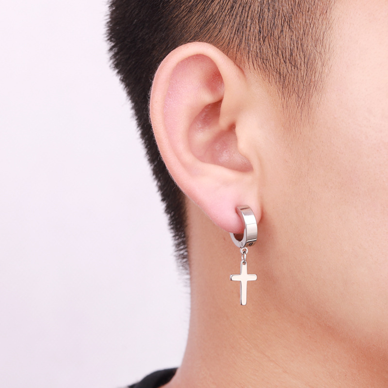 Fashion Stainless Steel Cross Earrings Dangle Punk Jewelry For Cool Women Girl Friendship Gifts Accessories