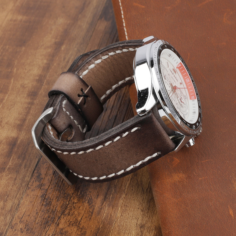 18mm 20mm 22mm 24mm Retro Genuine Leather Watchstrap Men Blue Yellow Watchband for Panerai Replacement Bands Wist Bracelet 220622