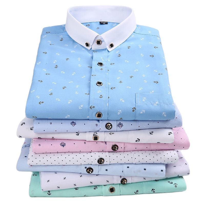Men Shirt Long Sleeve Floral Printed Plaid Fashion Pocket Casual s 100% Polyester Soft Comfortable Dress 220322