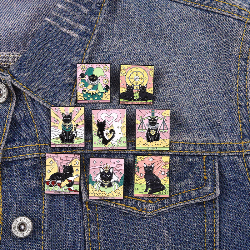 Cats Tarot Enamel Pins Custom Lovers Fools Justice Brooches Lapel Badges Punk Gothic Animal Cards Jewelry Gift for Friends, Mixed colors
Cats Tarot Enamel Pins Custom Lovers Fools Justice Brooches Lapel Badges Punk Gothic Animal Cards Jewelry Gift for Friends, Mixed colors