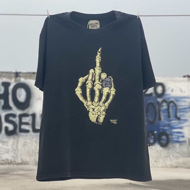 Designer Mens T-shirts Gallerydept American High Street skull finger print short sleeve wash used casual loose Tshirt, Wash water black
Designer Mens T-shirts Gallerydept American High Street skull finger print short sleeve wash used casual loose Tshirt, Wash water black