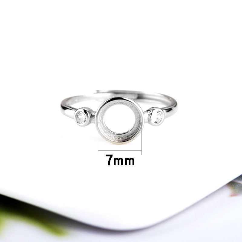 Ring Side Stones 925 Sterling Silver Semi Mount 7X7MM Round Cabochon Garnet Amber Agate Gemstone Setting Women Engagement Wedding Fine Jewelry CZ Cubi