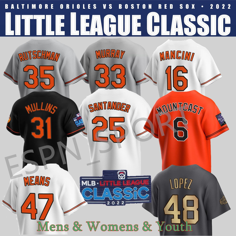 Rutschman 2022 Little League 35 Orioles Jersey Cedric Mullins Means Santander Mountcastle, Youth s-xl/white
Rutschman 2022 Little League 35 Orioles Jersey Cedric Mullins Means Santander Mountcastle, Youth s-xl/white