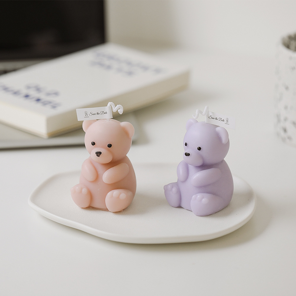 Children's birthday candles cartoon little bear scented candle creative cute aromatherapy handmade candle cake decor candle