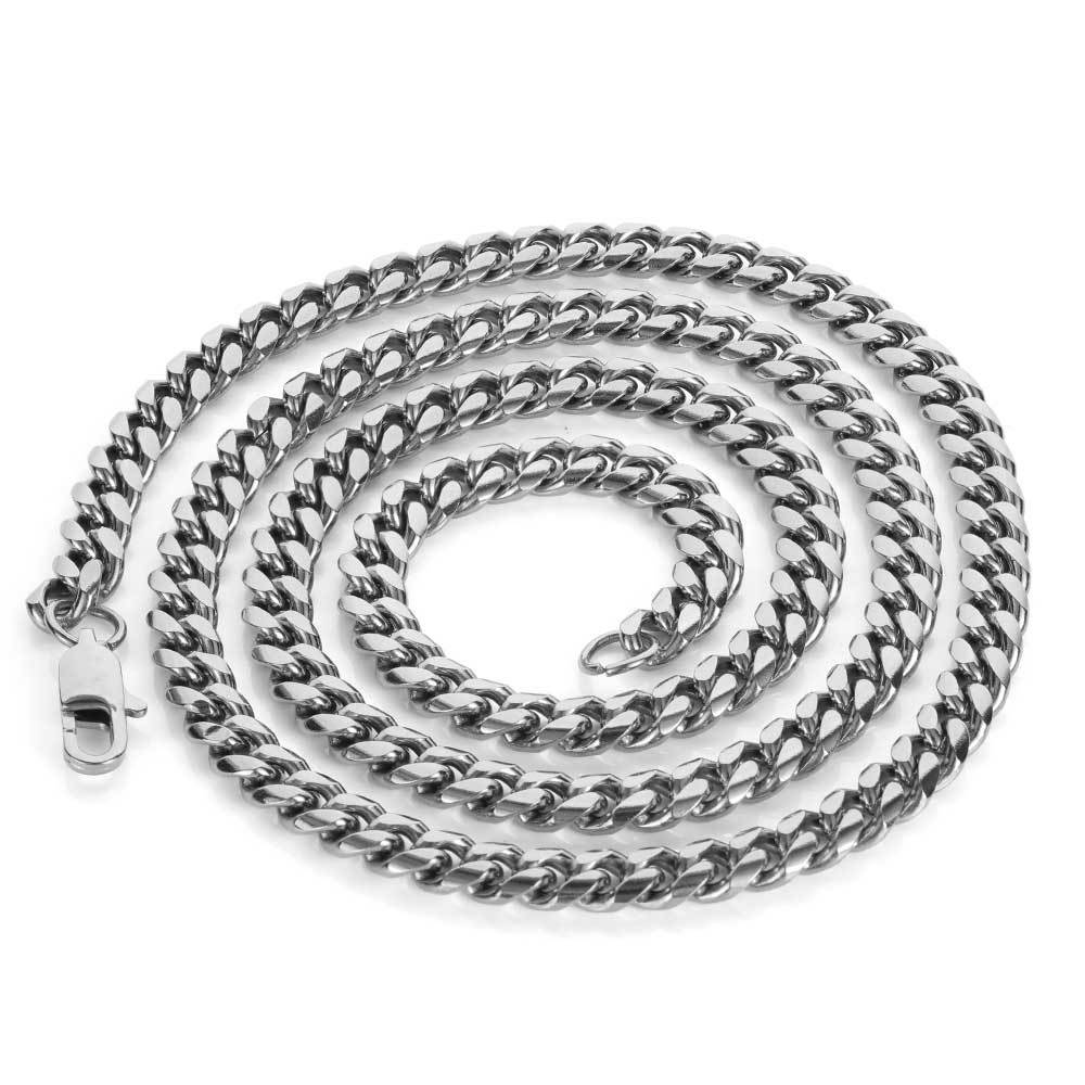 Hip Hop Cuban Link Chain Necklace 18K Real Gold Plated Stainless Steel Metal Necklace for Men 4mm 6mm 8mm