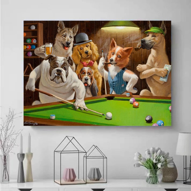 Creative Cartoon Animal Dog Playing Billiard Canvas Painting Posters Prints Wall Art Picture for Living Room Home Decor Cuadros
Creative Cartoon Animal Dog Playing Billiard Canvas Painting Posters Prints Wall Art Picture for Living Room Home Decor Cuadros