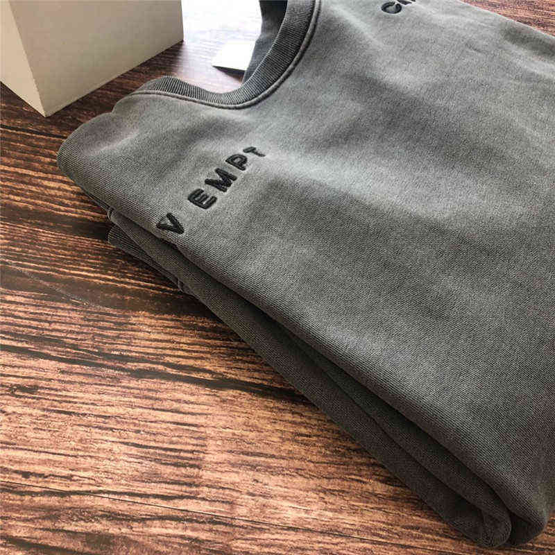 Thick Batik Dark Grey Cavempt C.E19AW Sweatshirts Crewneck Men Woman Top Quality Washing Cavempt Cav Empt Hoodie T220721