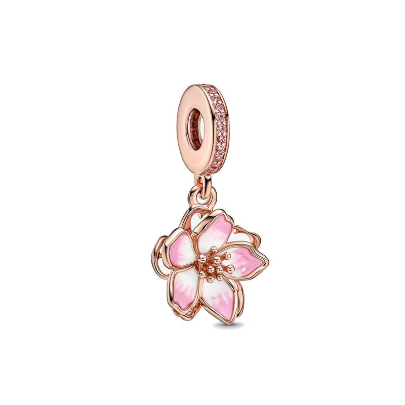New 925 Sterling Silver Fashion Pendant For S925 Snake Jewelry Exquisite Rose Gold Lucky Clover Pendant Flower Collection Beads