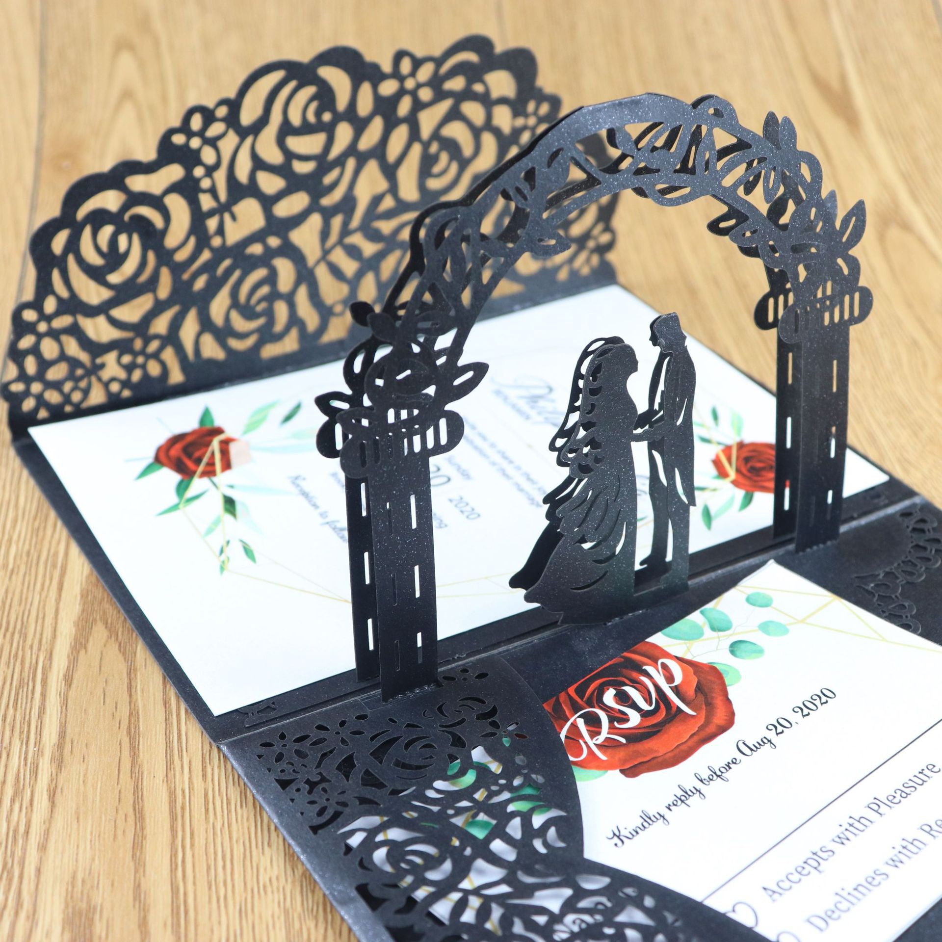 wedding invitations three fold laser hollowed out threedimensional creative wedding highgrade letter greeting card