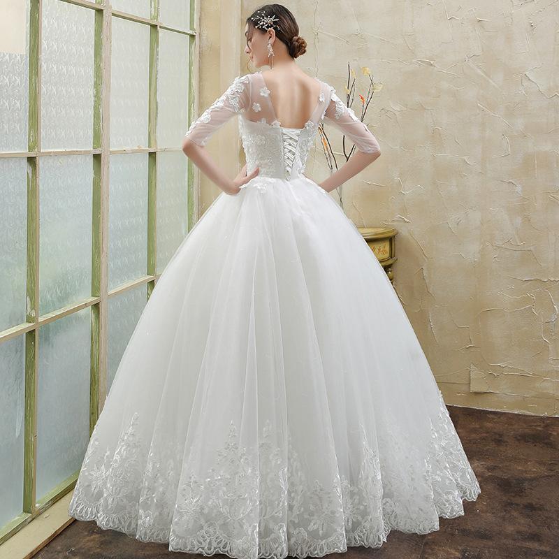 Other Wedding Dresses 2022 Vintage O Neck Half Sleeve Dress Lace Embroidery Flower Up Slim Princess Bridal Gown Vestido De NoivaOther