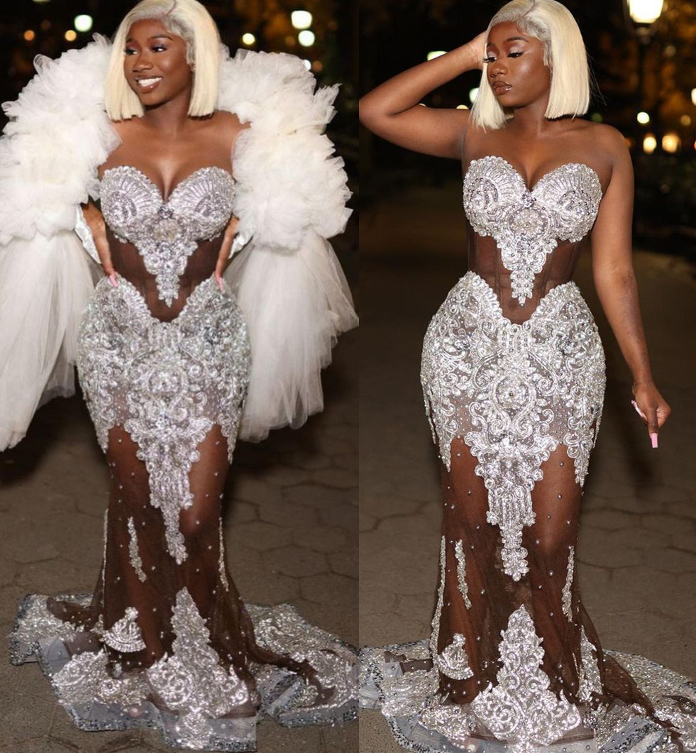 2022 Plus Size Arabic Aso Ebi Luxurious Lace Beaded Wedding Dress Sweetheart Sexy Bridal Gowns Dresses ZJ660