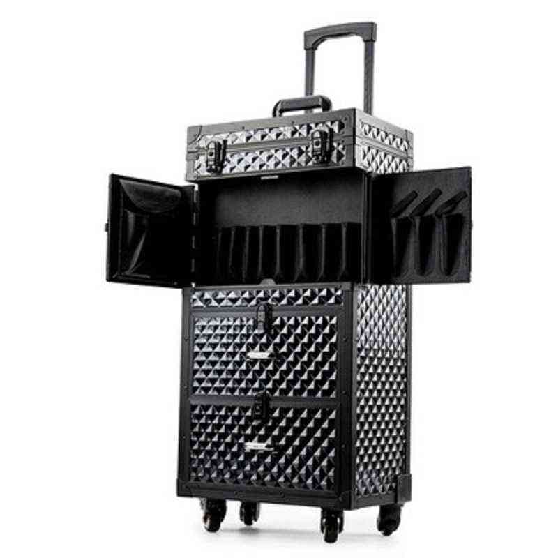 Privatni Red Large Volume Multifunctional Make Rolling Luggage Professional Hairdresser Tools Brand Custom Suitcase J220707